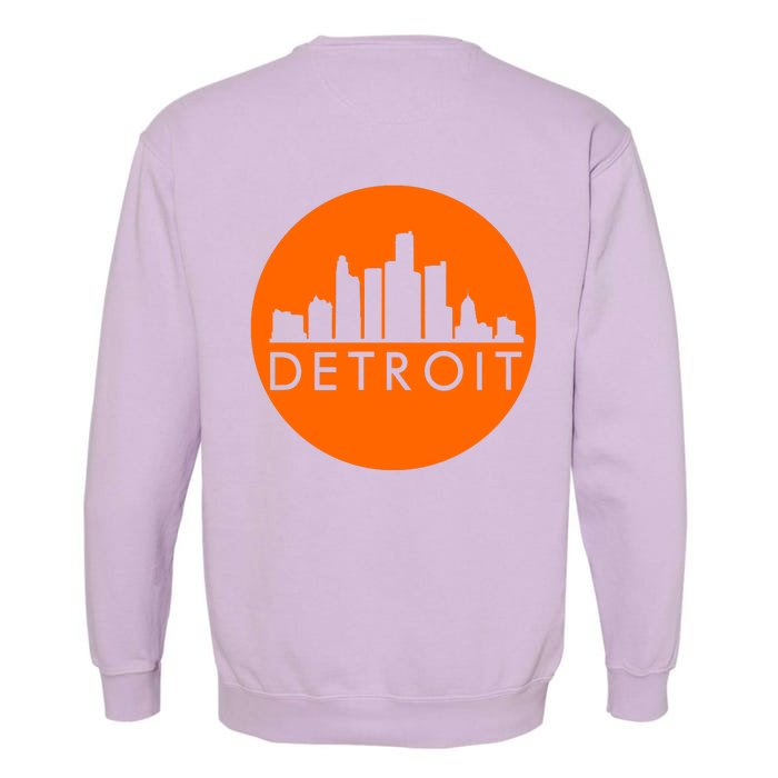 Detroit Simple Orange Logo Front And Back Front & Back Garment-Dyed Sweatshirt