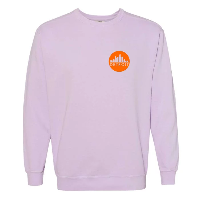 Detroit Simple Orange Logo Front And Back Front & Back Garment-Dyed Sweatshirt