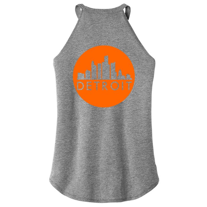 Detroit Simple Orange Logo Front And Back Front & Back Women’s Perfect Tri Rocker Tank