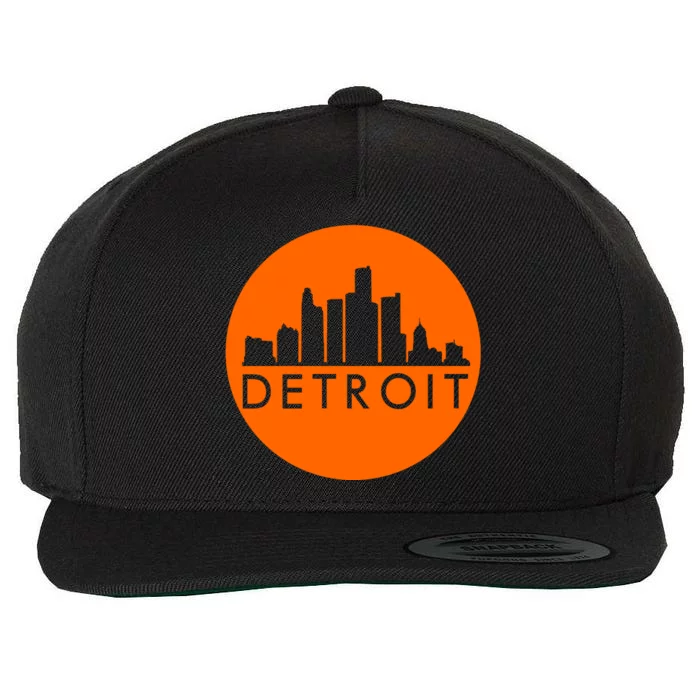 Detroit Simple Orange Logo Wool Snapback Cap