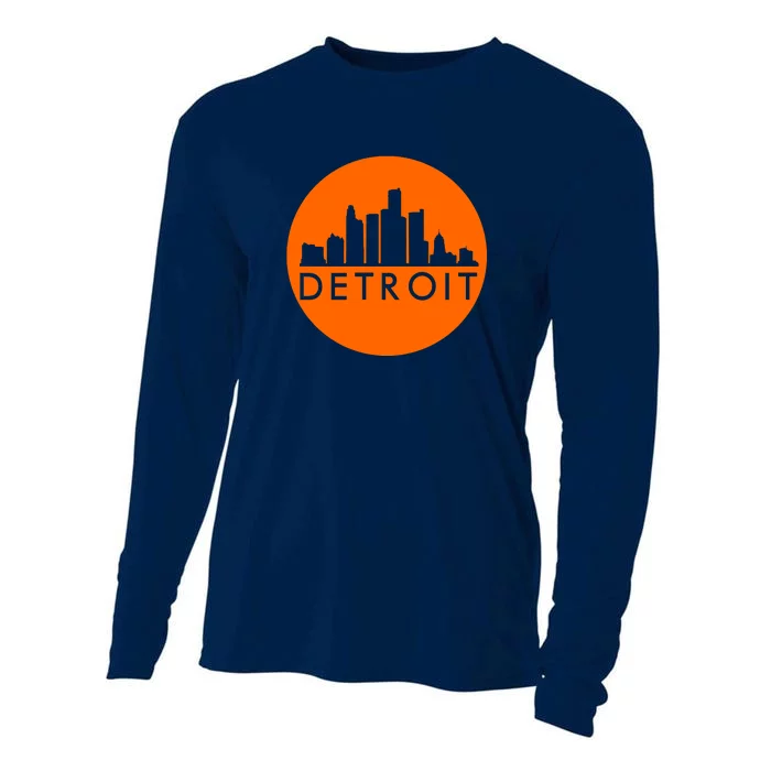 Detroit Simple Orange Logo Cooling Performance Long Sleeve Crew