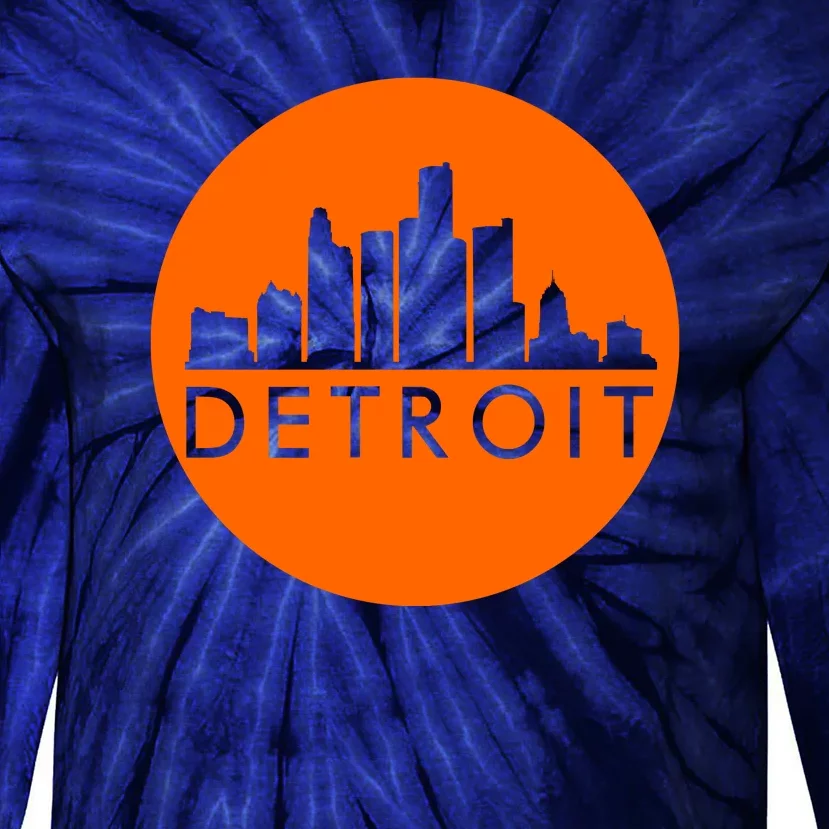 Detroit Simple Orange Logo Tie-Dye Long Sleeve Shirt