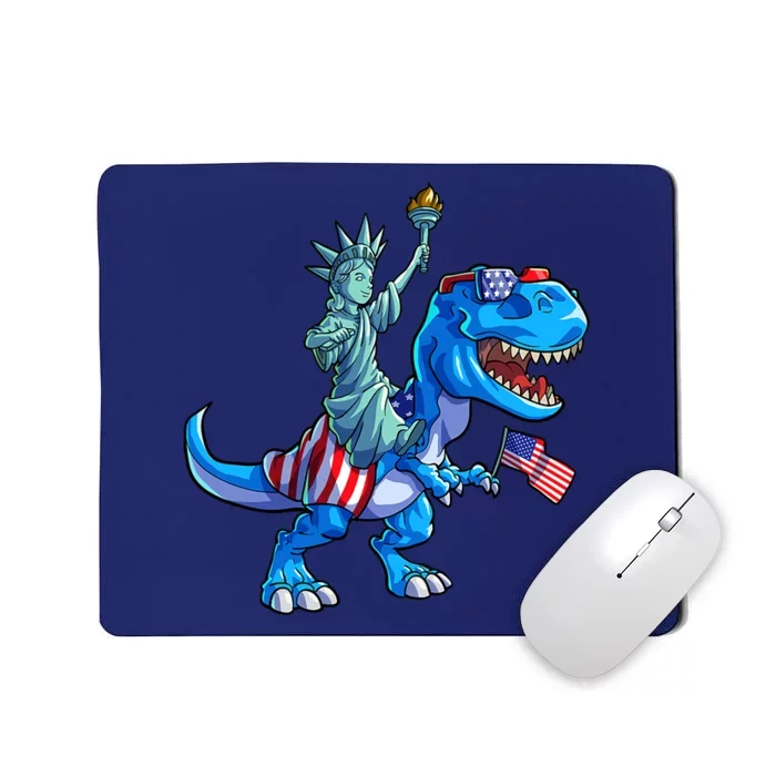 Dino Statue Of Liberty 4th Of July American Flag Mousepad