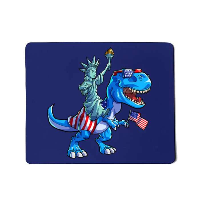 Dino Statue Of Liberty 4th Of July American Flag Mousepad