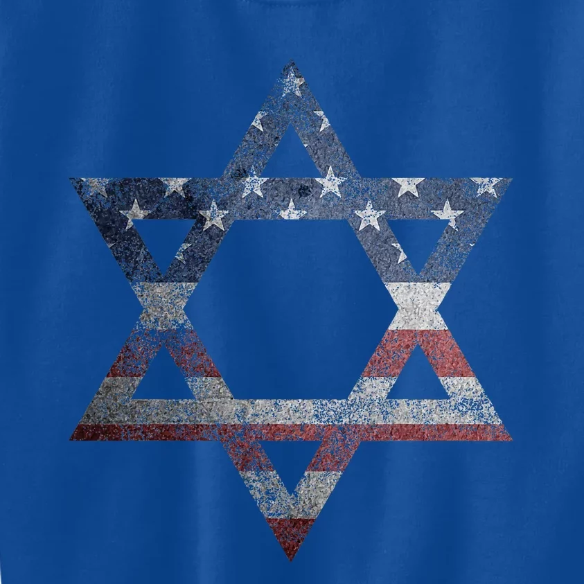 Distressed Star of David Jews Jewish Gifts USA American Flag Kids Sweatshirt