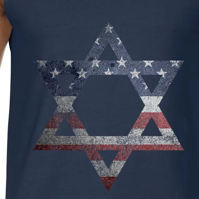 Distressed Star of David Jews Jewish Gifts USA American Flag Comfort Colors® Tank Top