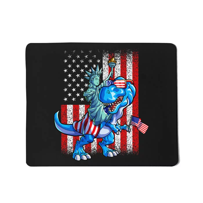 Dino Statue Of Liberty 4th Of July American Flag Mousepad