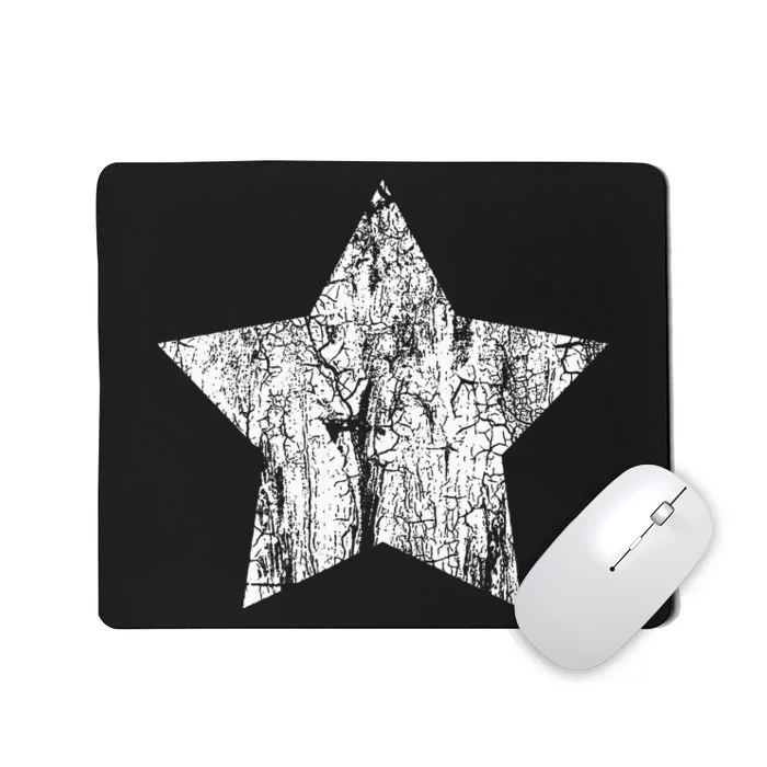 Distressed Star Print Vintage White Star Mousepad