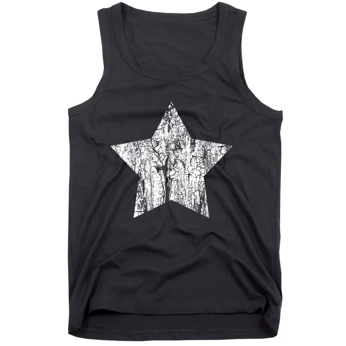 Distressed Star Print Vintage White Star Tank Top