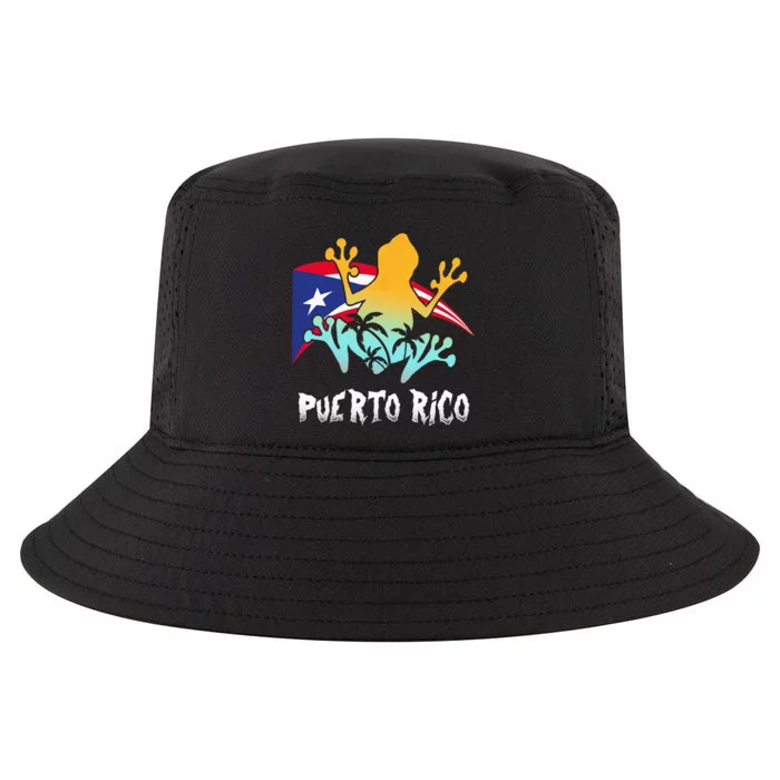 Distressed Style Puerto Rico Frog Gift Design Puerto Rico! Cool Comfort Performance Bucket Hat