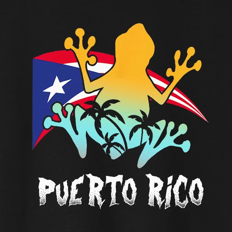 Distressed Style Puerto Rico Frog Gift Design Puerto Rico! Women's Crop Top Tee