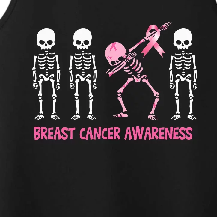 Dabbing Skeleton Pink Ribbon Breast Cancer Halloween Performance Tank