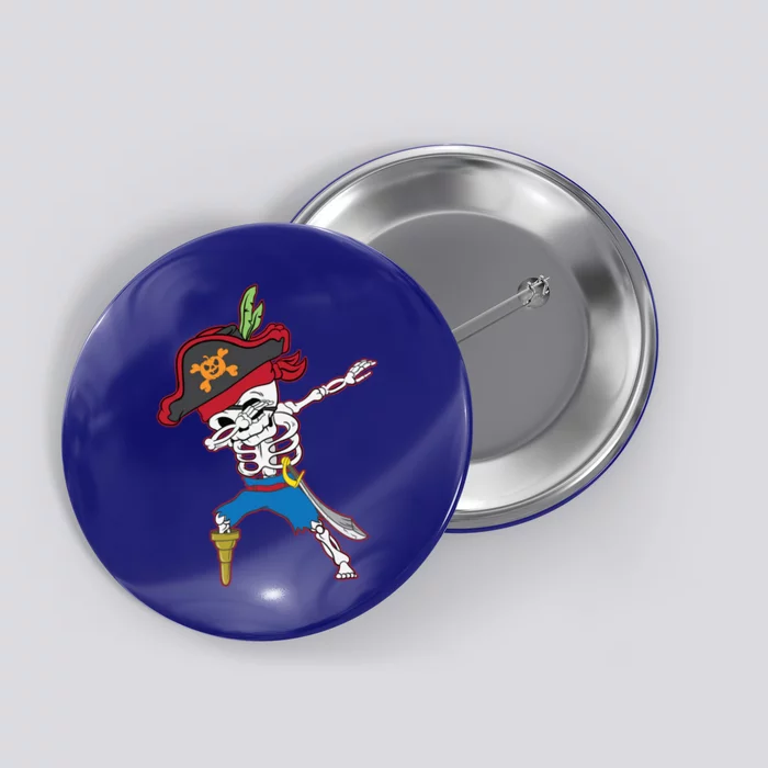 Dabbing Skeleton Pirate Halloween Idea Gift Button