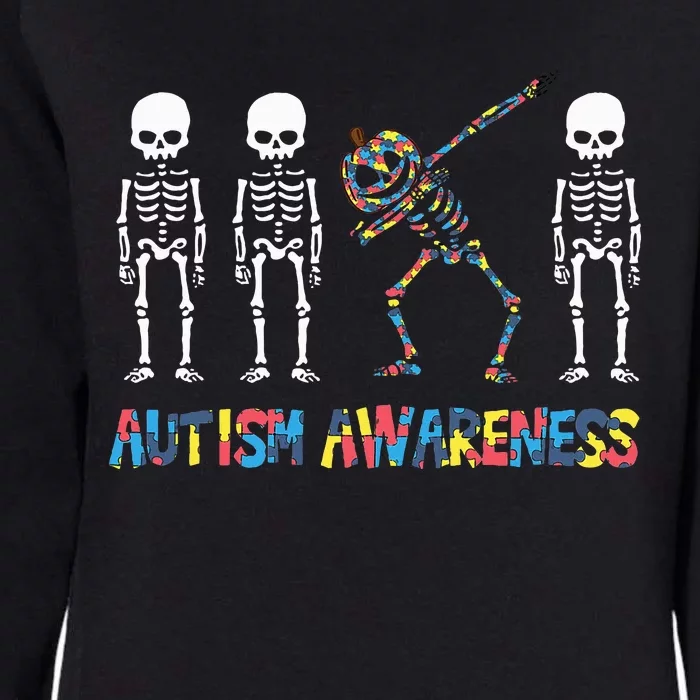 Dabbing Skeleton Pumpkin Autism Awareness Halloween Womens California Wash Sweatshirt