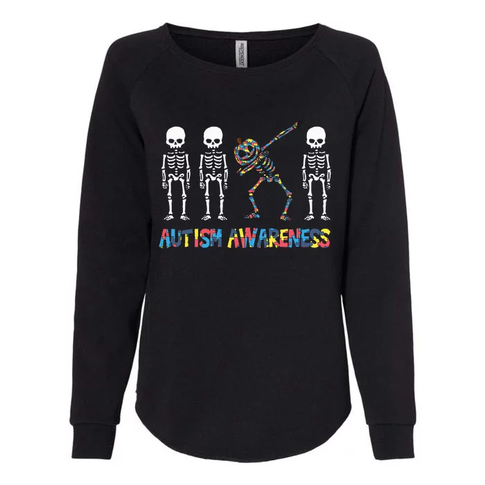 Dabbing Skeleton Pumpkin Autism Awareness Halloween Womens California Wash Sweatshirt