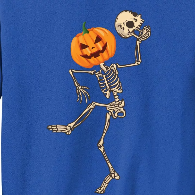 Dancing Skeleton Pumpkin Head Funny Halloween Costume Skull Gift Tall Sweatshirt