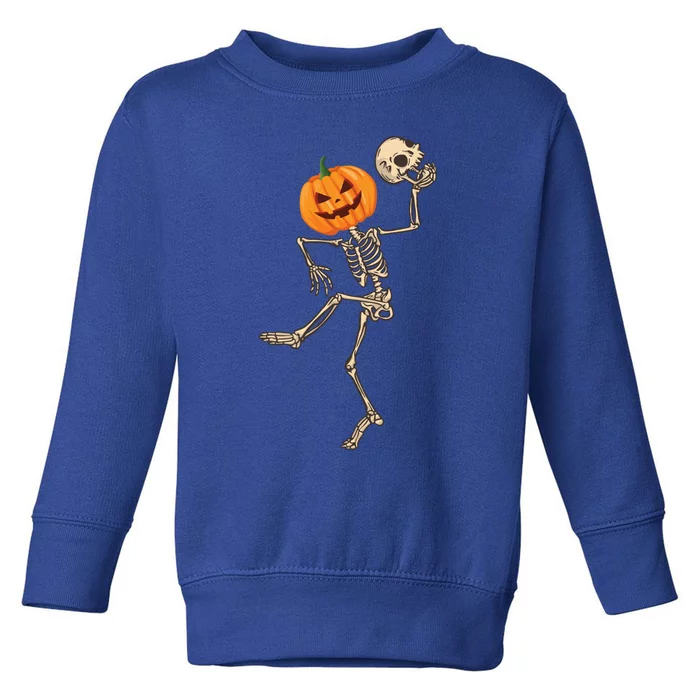 Dancing Skeleton Pumpkin Head Funny Halloween Costume Skull Gift Toddler Sweatshirt