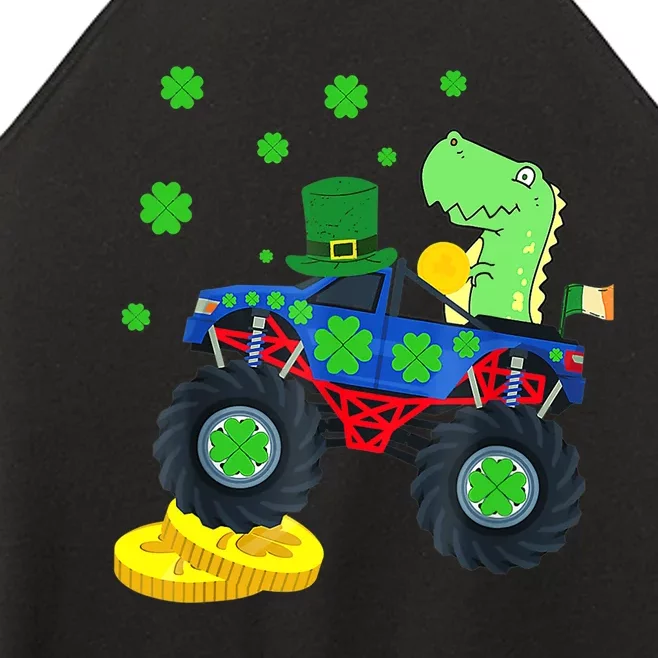 Dinosaur St Patrick's Day Monster Truck Irish Shamrock Boy Women’s Perfect Tri Rocker Tank