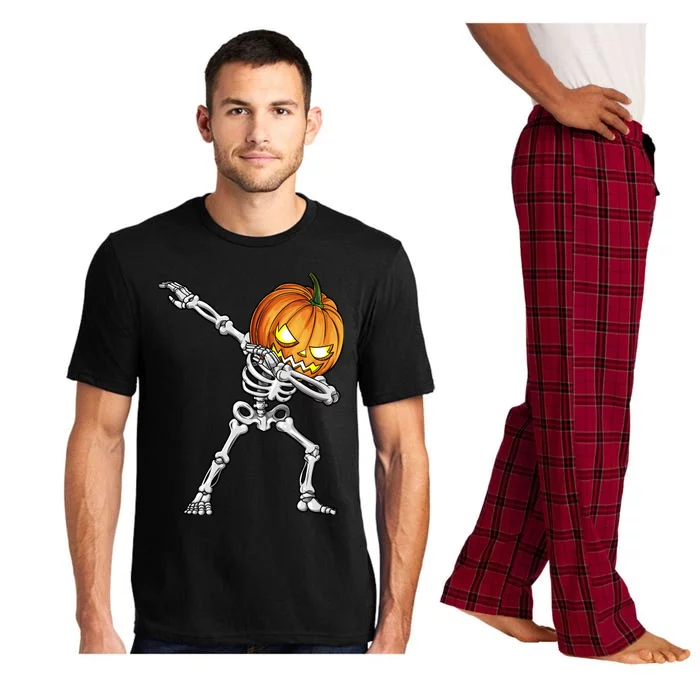 Dabbing Skeleton Pumpkin Halloween Dab Dance Costume Pajama Set