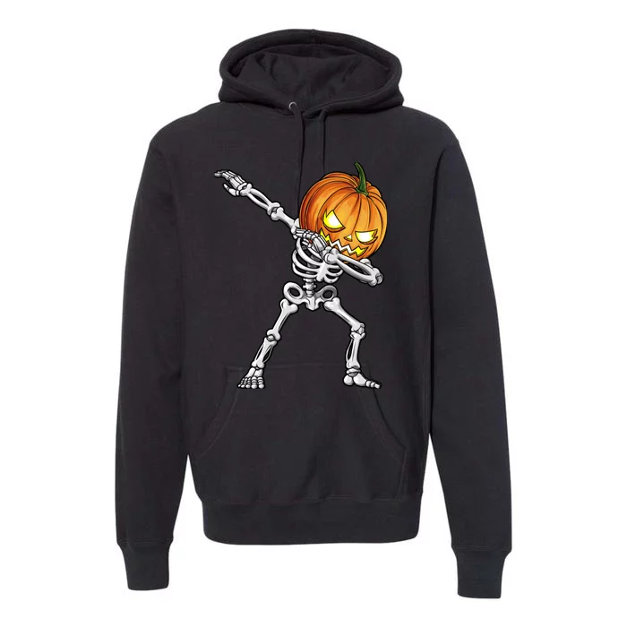 Dabbing Skeleton Pumpkin Halloween Dab Dance Costume Premium Hoodie