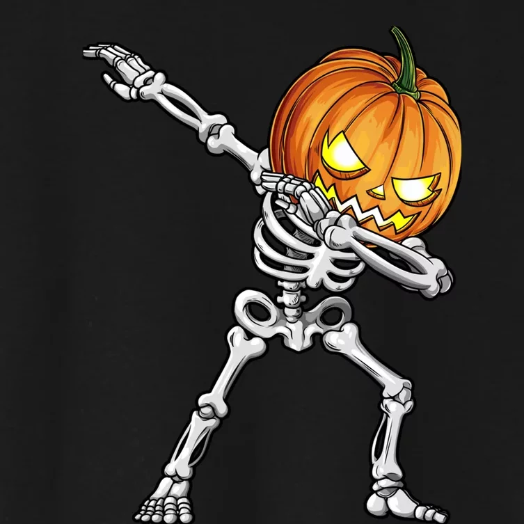 Dabbing Skeleton Pumpkin Halloween Dab Dance Costume Women's Crop Top Tee