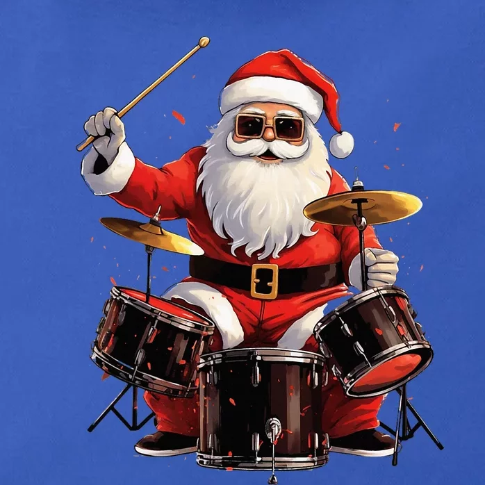 Drummer Santa Playing Drums Funny Christmas Drummer Xmas Zip Tote Bag