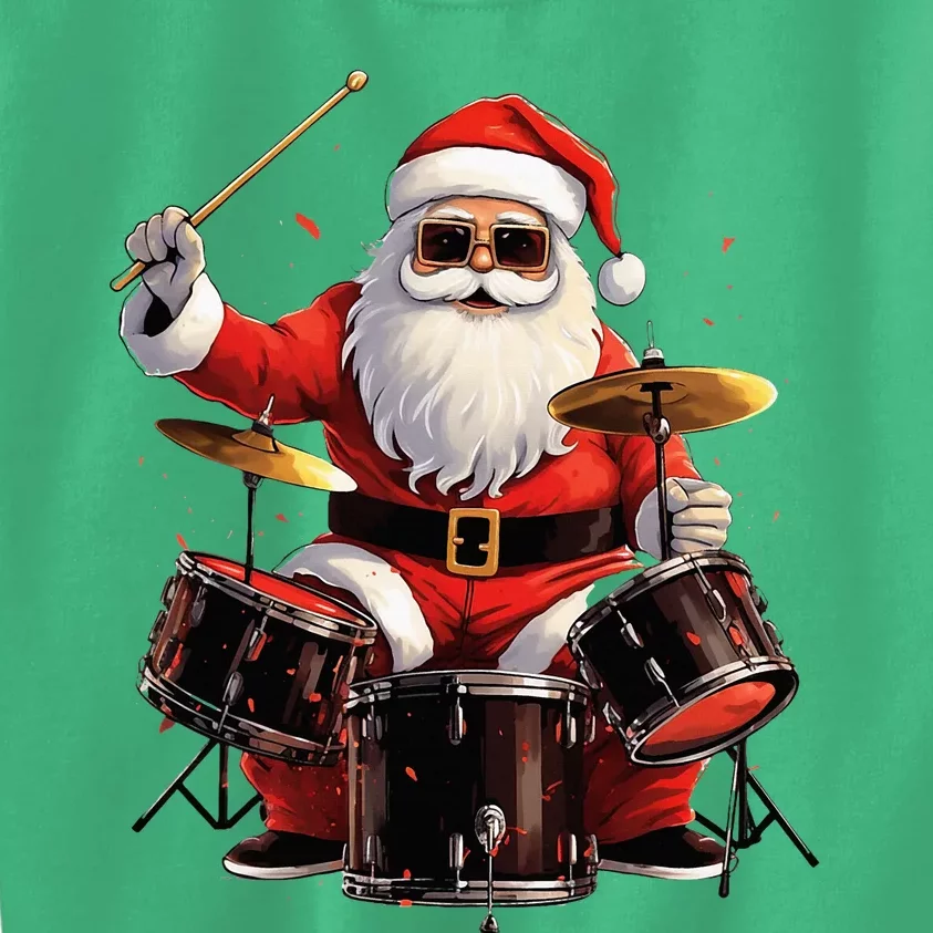 Drummer Santa Playing Drums Funny Christmas Drummer Xmas Kids Sweatshirt