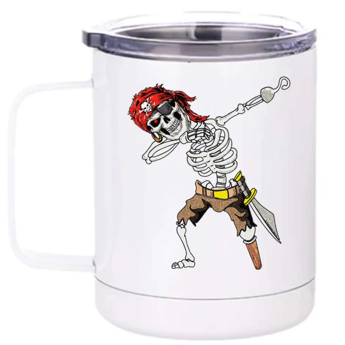 Dabbing Skeleton Pirate Halloween Jolly Roger Pirate Front & Back 12oz Stainless Steel Tumbler Cup