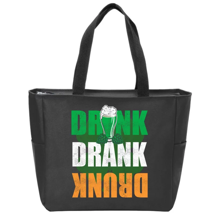 Drink St Patricks' Day Irish Ireland Flag Gift St. Paddy's Zip Tote Bag