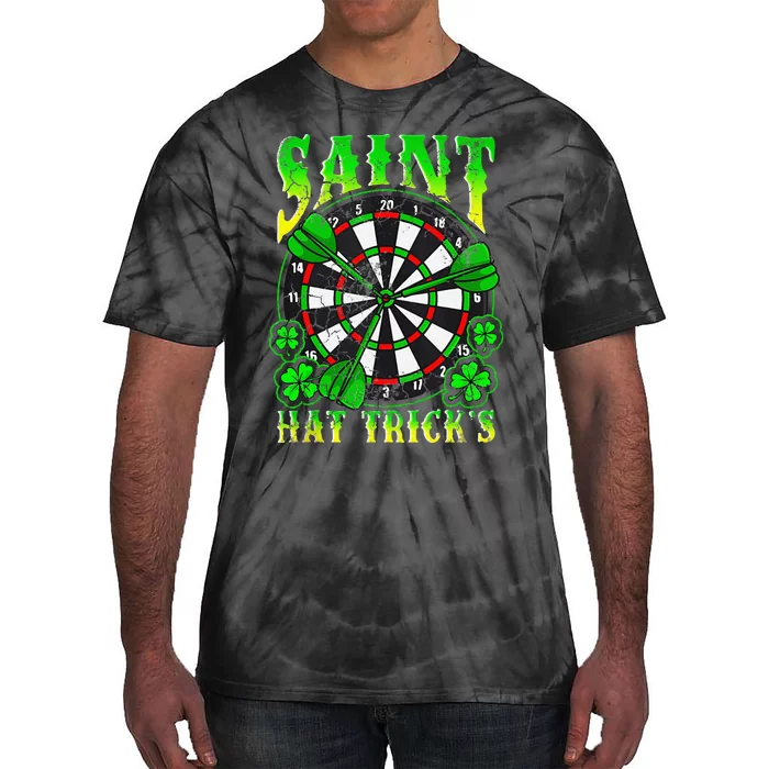 Darts St Patrick's Day Saint Hat Trick's Dart Board Tie-Dye T-Shirt