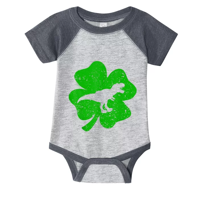 Dino St Patricks Day T Rex Shamrock Dinosaur Infant Baby Jersey Bodysuit