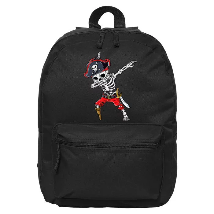 Dabbing Skeleton Pirate Halloween Kids Jolly Roger 16 in Basic Backpack