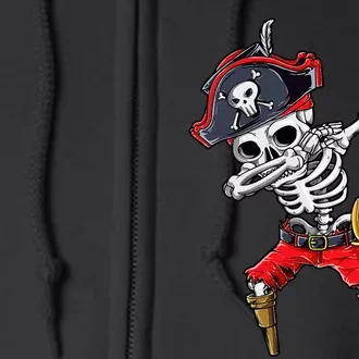 Dabbing Skeleton Pirate Halloween Kids Jolly Roger Full Zip Hoodie