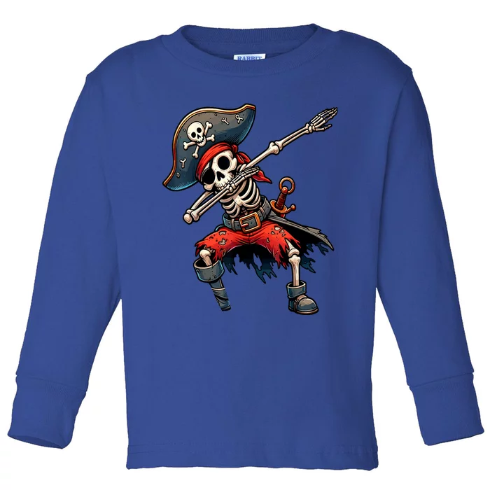 Dabbing Skeleton Pirate Toddler Long Sleeve Shirt