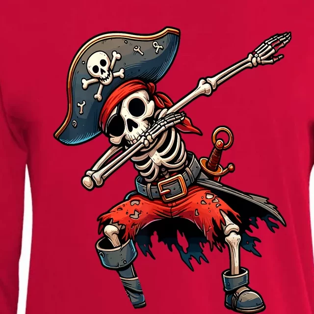 Dabbing Skeleton Pirate Womens Cotton Relaxed Long Sleeve T-Shirt