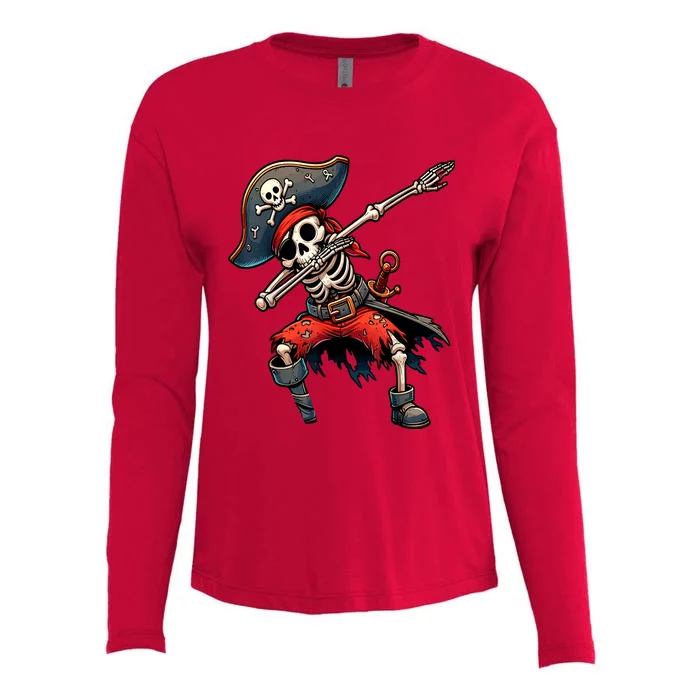 Dabbing Skeleton Pirate Womens Cotton Relaxed Long Sleeve T-Shirt