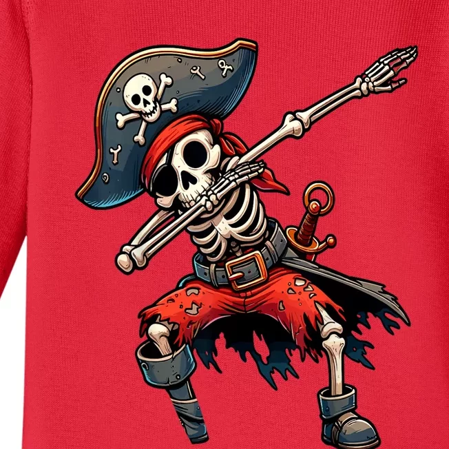 Dabbing Skeleton Pirate Baby Long Sleeve Bodysuit