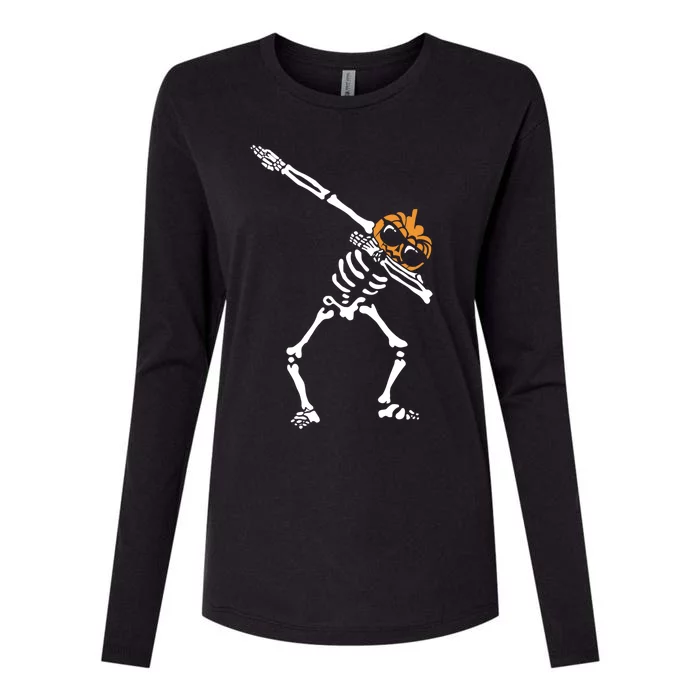 Dab Skeleton Pumpkin Head Jack O Lantern Halloween Humor Meaningful Gift Womens Cotton Relaxed Long Sleeve T-Shirt