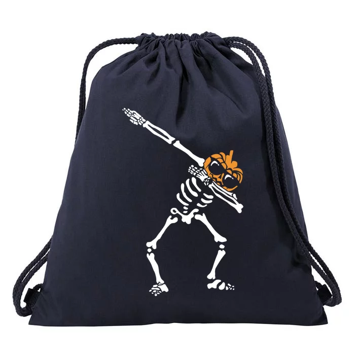 Dab Skeleton Pumpkin Head Jack O Lantern Halloween Humor Meaningful Gift Drawstring Bag