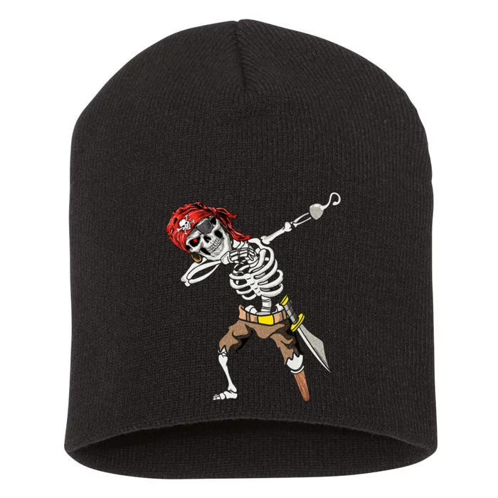 Dabbing Skeleton Pirate Halloween Kids Jolly Roger Pirate Short Acrylic Beanie