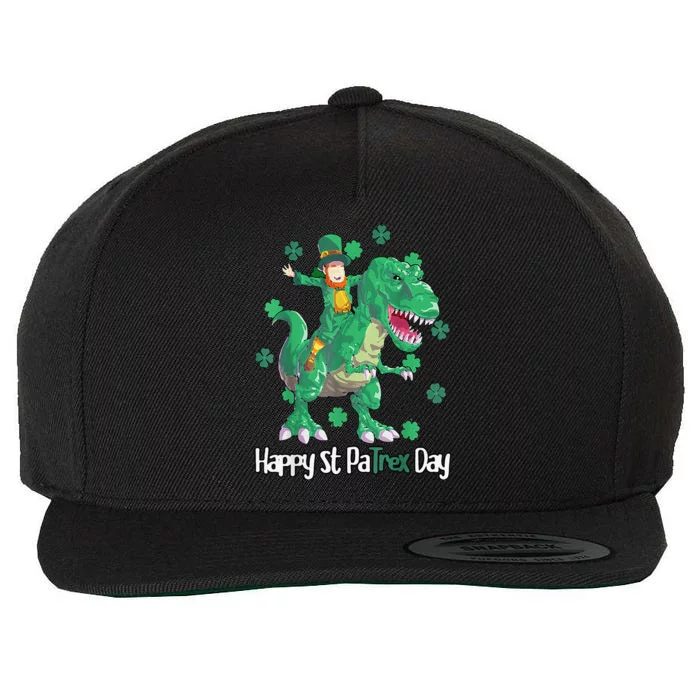 Dino St Patricks Day Leprechaun Wool Snapback Cap