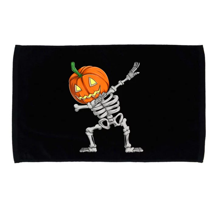 Dabbing Skeleton Pumpkin Boys Halloween Shirts, Dab Dance Microfiber Hand Towel