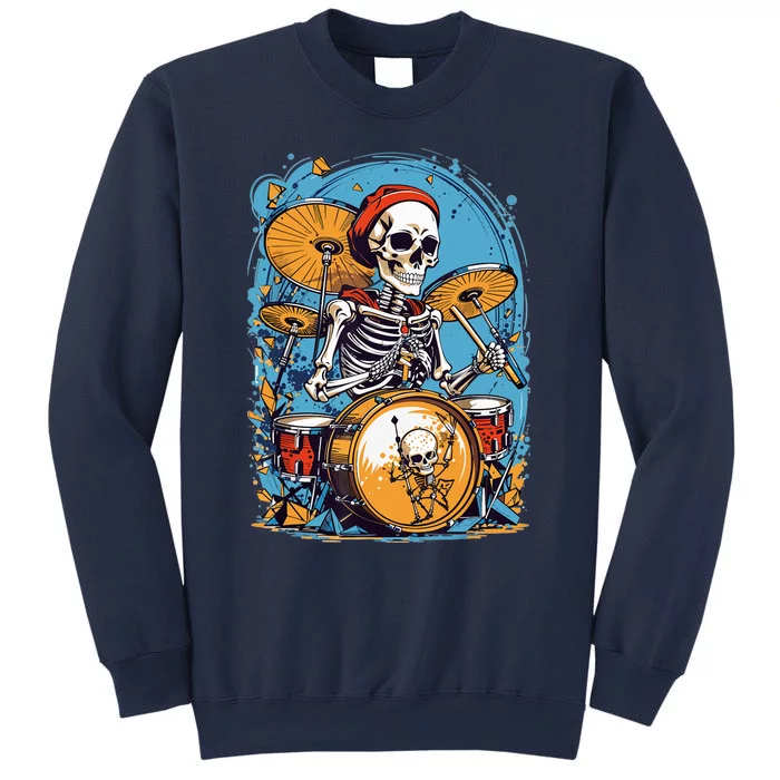 Drummer Skeleton Playing Drums For Halloween Graphic Sweatshirt