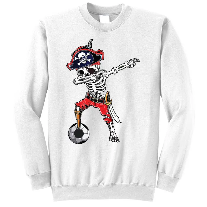 Dabbing Skeleton Pirate Soccer Ball Halloween Costume Day Sweatshirt