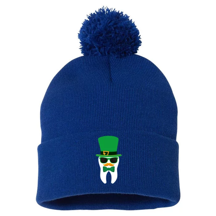 Dentist St Patrick's Day Funny Tooth Dental Leprechaun Hat Meaningful Gift Pom Pom 12in Knit Beanie