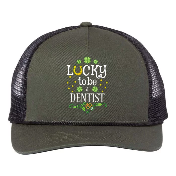 Dentist St Patrick's Day Lucky To Be A Dentist Gift Retro Rope Trucker Hat Cap