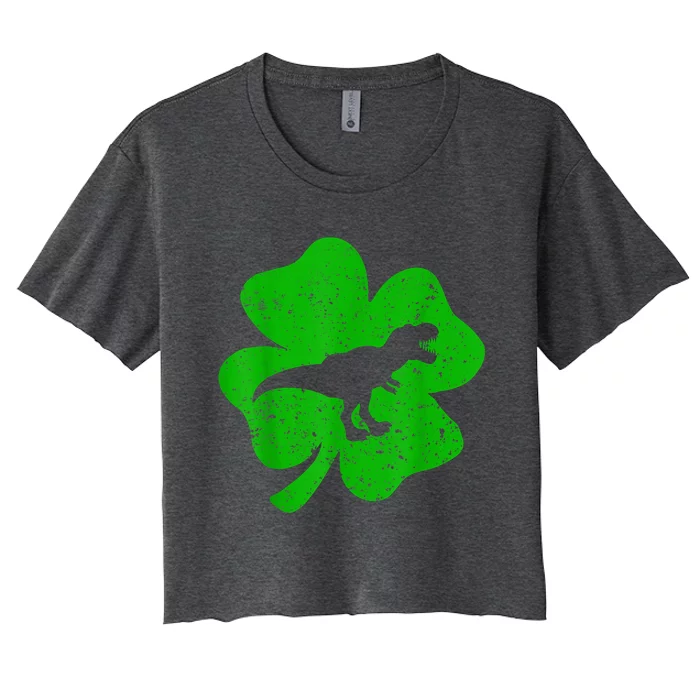 Dino St Patricks Day Shirt K.i.d.s T Rex Shamrock Dinosaur Boys Women's Crop Top Tee