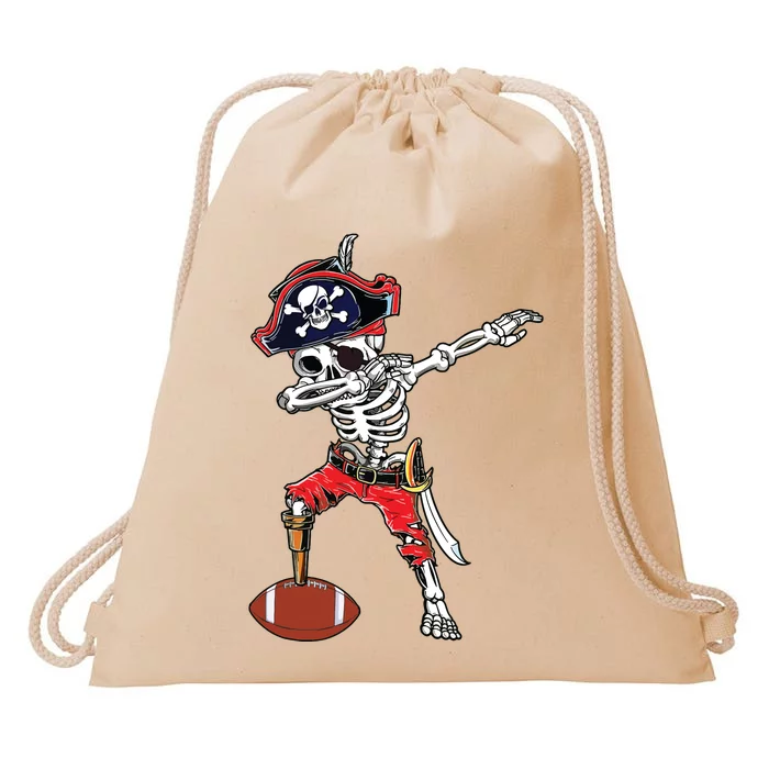 Dabbing Skeleton Pirate Football Ball Halloween Costume Drawstring Bag