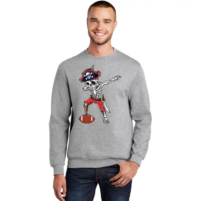 Dabbing Skeleton Pirate Football Ball Halloween Costume Tall Sweatshirt