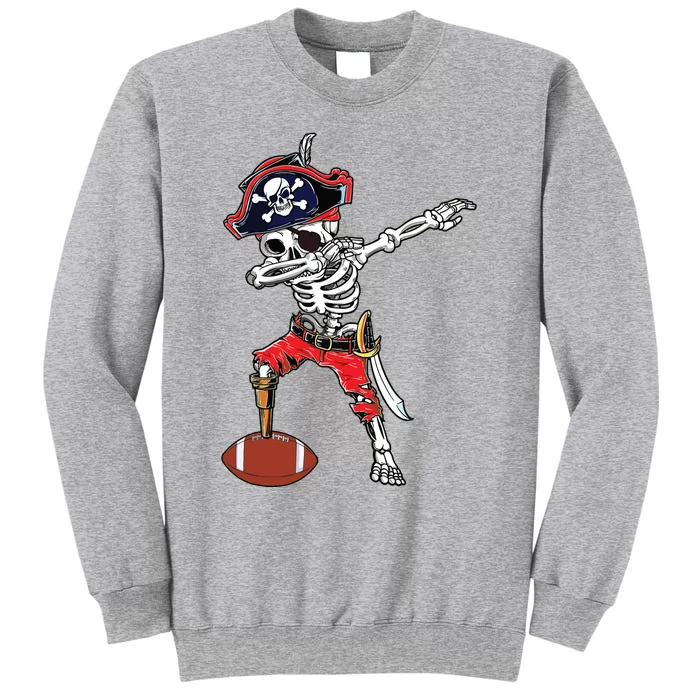 Dabbing Skeleton Pirate Football Ball Halloween Costume Tall Sweatshirt